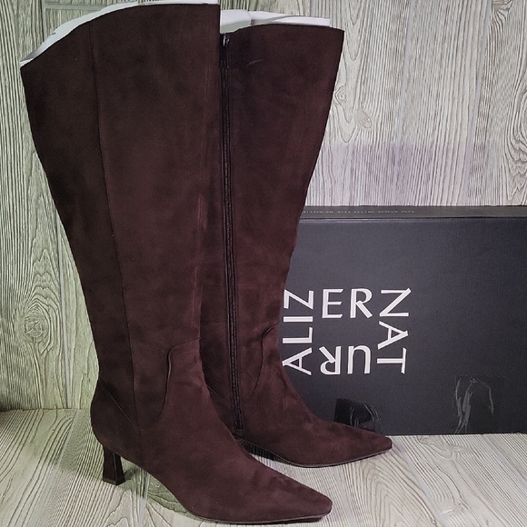 Natualizer Deesha Leather Knee High Mahogany Boots Womens 12 Wide Calf NEW - Picture 1 of 15